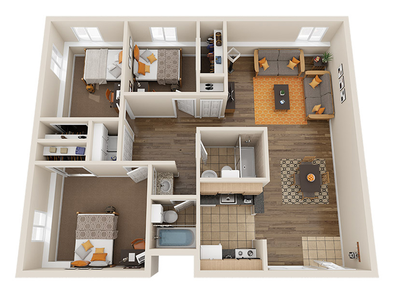 3 bedroom apartments for 1800